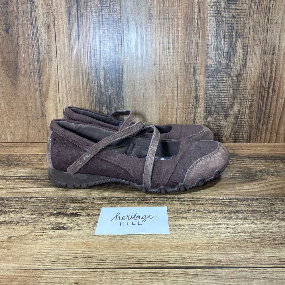 Skechers Mary Jane Relaxed Fit Memory Foam Brown Fabric shoes - Womens 8